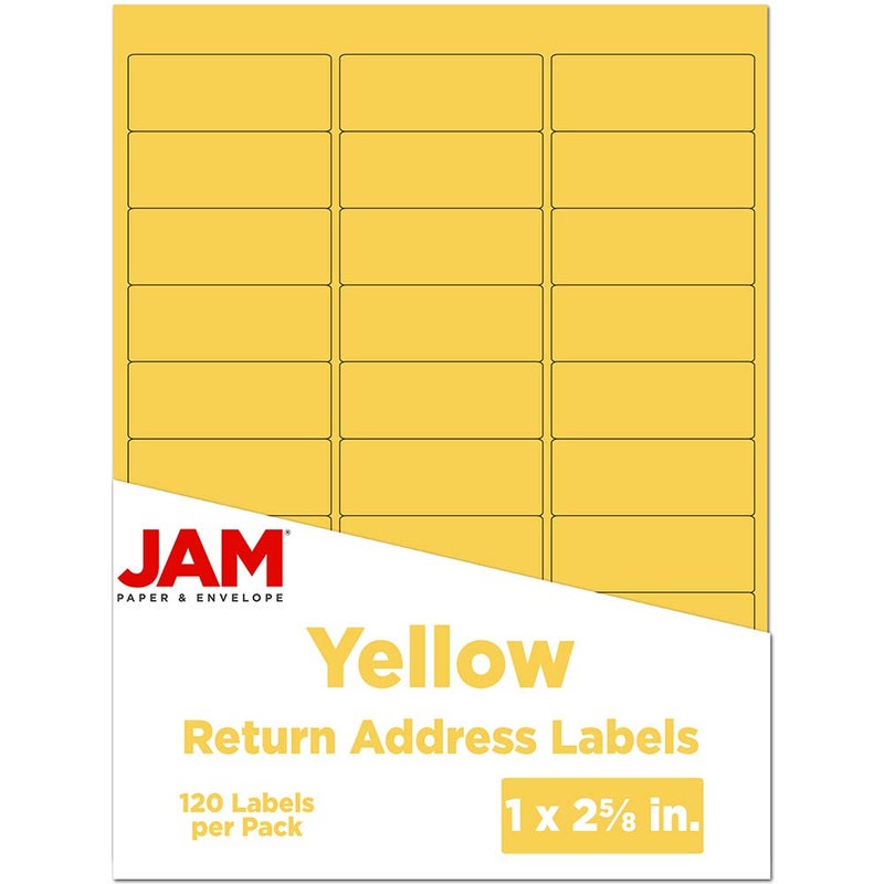JAM PAPER Return Address Labels - Standard Mailing - 1 x 2 5/8 - Yellow - 120 Shipping Labels/Pack - Image 1
